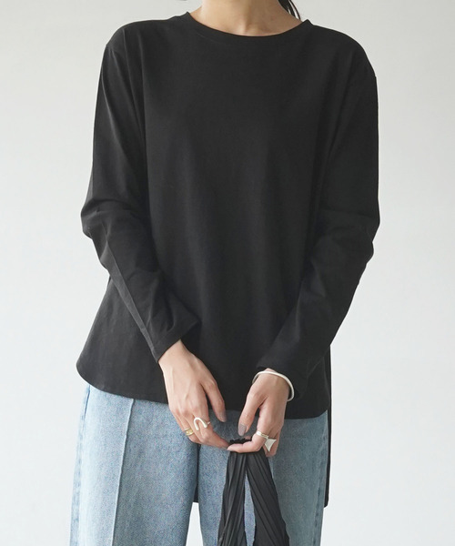 IAMUSE(アイアミューズ)の「【IAMUSE】スリットロングテールトップス S0081(Tシャツ/カットソー・レディース・ホワイト/ブラック・FREE)」の15枚目の写真