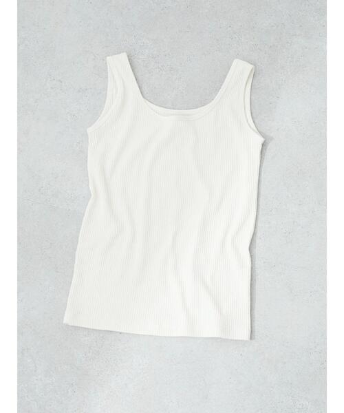 Green　Parks（グリーンパークス）の「リブタンクトップ＊（タンクトップ・レディース・ライトベージュ/ブラック/オフホワイト・FREE）」の13枚目の写真