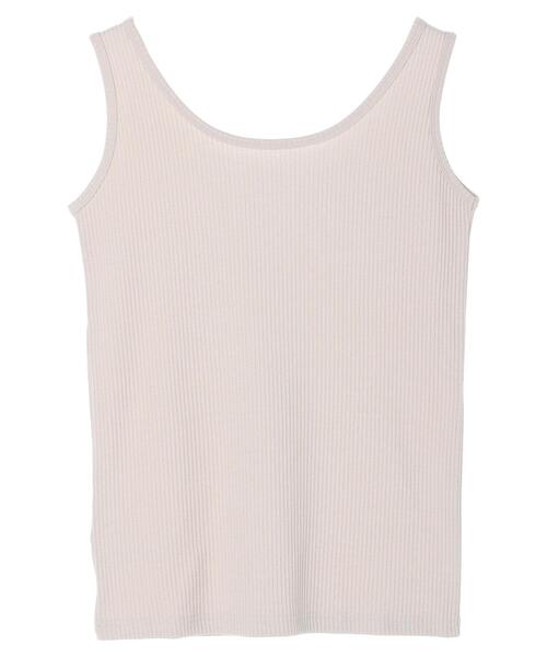 Green　Parks（グリーンパークス）の「リブタンクトップ＊（タンクトップ・レディース・ライトベージュ/ブラック/オフホワイト・FREE）」の6枚目の写真