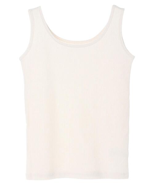 Green　Parks（グリーンパークス）の「リブタンクトップ＊（タンクトップ・レディース・ライトベージュ/ブラック/オフホワイト・FREE）」の12枚目の写真