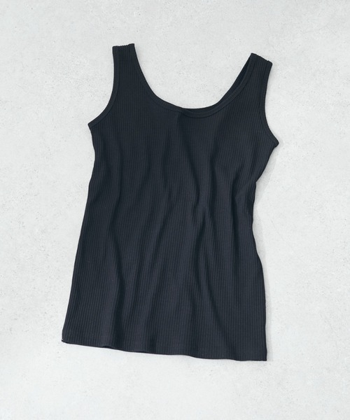 Green　Parks（グリーンパークス）の「リブタンクトップ＊（タンクトップ・レディース・ライトベージュ/ブラック/オフホワイト・FREE）」の3枚目の写真