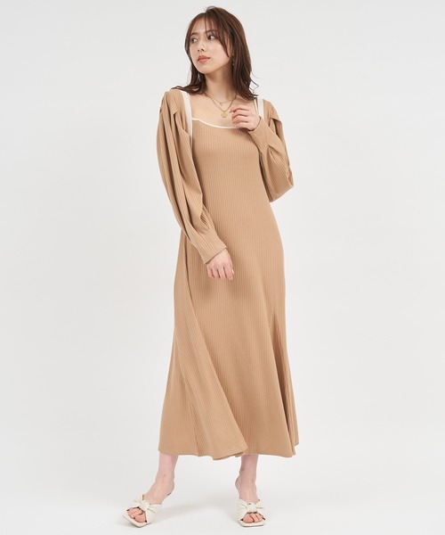 ROYAL PARTY(ロイヤルパーティー)の「【ZOZO限定】カットアンサンブルワンピース(ワンピース・レディース・ベージュ/ブラック/マルチ・FREE)」の9枚目の写真