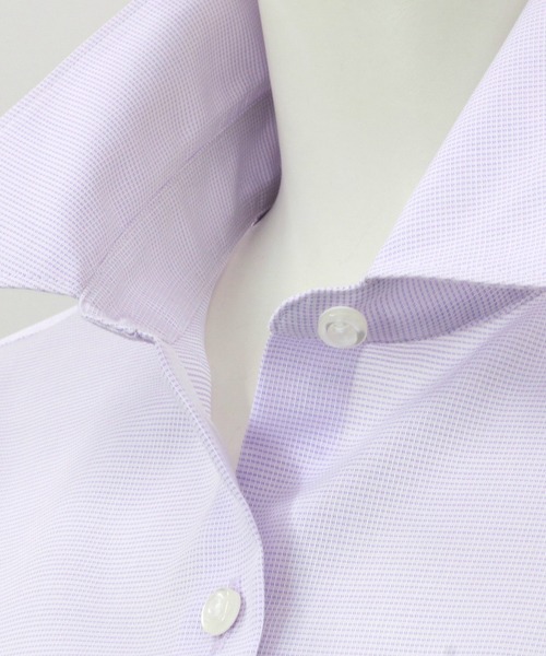 TOKYO SHIRTS（トウキョウシャツ）の「SUPIMA 形態安定ノーアイロン レギュラー衿 七分袖ビジネスワイシャツ（ビジネスシャツ・レディース・ライトパープル・LL/XL/L/M/S）」の5枚目の写真