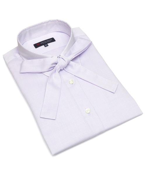 TOKYO SHIRTS（トウキョウシャツ）の「SUPIMA 形態安定ノーアイロン レギュラー衿 七分袖ビジネスワイシャツ（ビジネスシャツ・レディース・ライトパープル・LL/XL/L/M/S）」の16枚目の写真