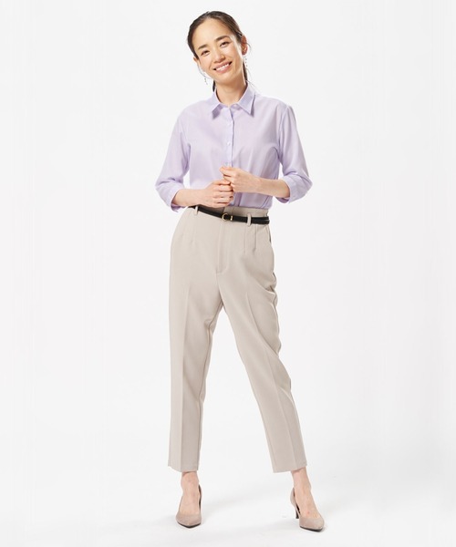 TOKYO SHIRTS（トウキョウシャツ）の「SUPIMA 形態安定ノーアイロン レギュラー衿 七分袖ビジネスワイシャツ（ビジネスシャツ・レディース・ライトパープル・LL/XL/L/M/S）」の7枚目の写真