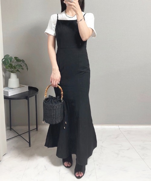 Futier land（フューティアランド）の「【オケージョン対応】マーメイドキャミワンピース（ワンピース・レディース・ブラック/アイボリー/グレイッシュベージュ/オリーブ/グリーン/ベージュ/ミント/ブルー・SMALL/MEDIUM/LARGE）」の13枚目の写真