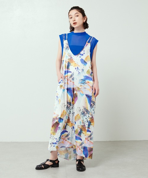 Lui's(ルイス)の「アートプリントキャミワンピース(ワンピース・レディース・オレンジ/ブルー・FREE)」の2枚目の写真