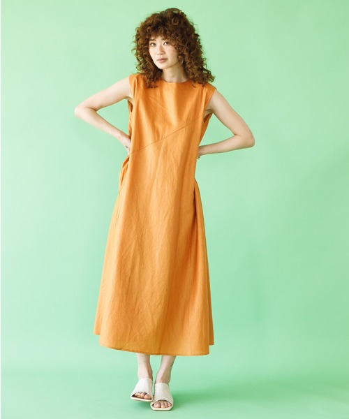 koe（コエ）の「レーヨン麻ノースリーブワンピース*（ワンピース・レディース・ブルー系その他6/ブルー/グリーン/パープル/グリーン系その他3/オレンジ/ベージュ・M）」の7枚目の写真