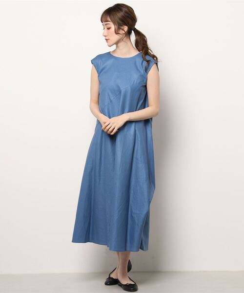 koe（コエ）の「レーヨン麻ノースリーブワンピース*（ワンピース・レディース・ブルー系その他6/ブルー/グリーン/パープル/グリーン系その他3/オレンジ/ベージュ・M）」の10枚目の写真