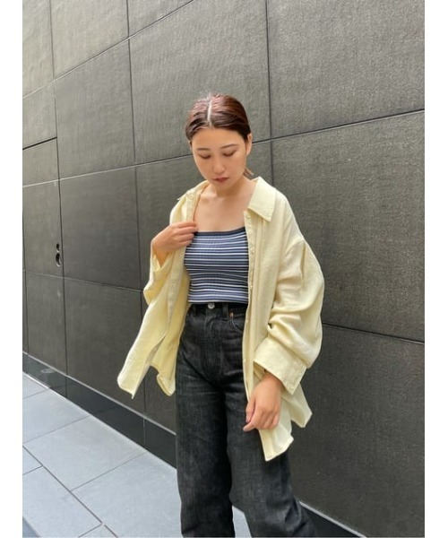 MOUSSY（マウジー）の「TENT OVER シャツ（シャツ/ブラウス・レディース・ライトブルー/ブラック/キナリ・FREE）」の5枚目の写真