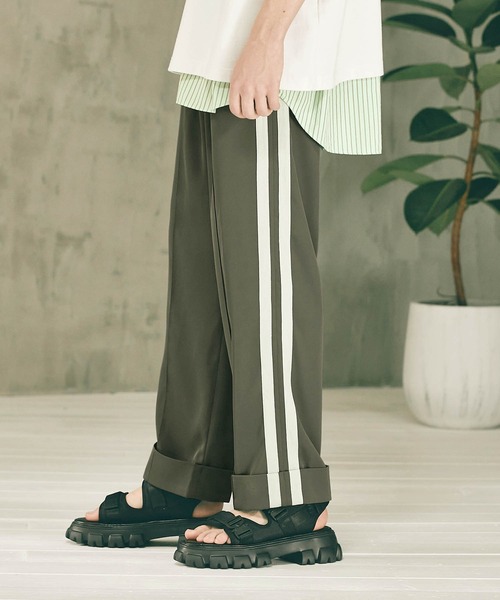 WONDER WONDER(ワンダーワンダー)の「バイカラーラインパンツ(その他パンツ・メンズ・ネイビー/ブラウン/グリーン・M/L)」の3枚目の写真