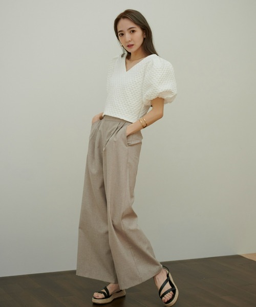 VIOLETTA(ヴィオレッタ)の「ふくれジャガードバックシャントップス(シャツ/ブラウス・レディース・ホワイト/ブラック・FREE)」の6枚目の写真