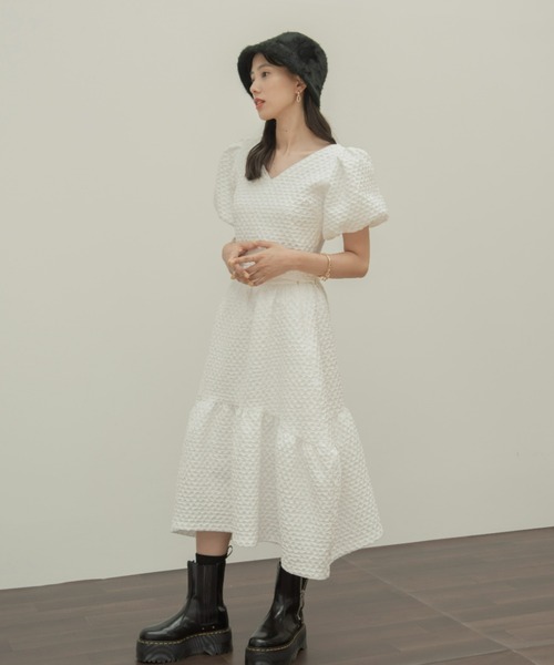 VIOLETTA(ヴィオレッタ)の「ふくれジャガードバックシャントップス(シャツ/ブラウス・レディース・ホワイト/ブラック・FREE)」の18枚目の写真