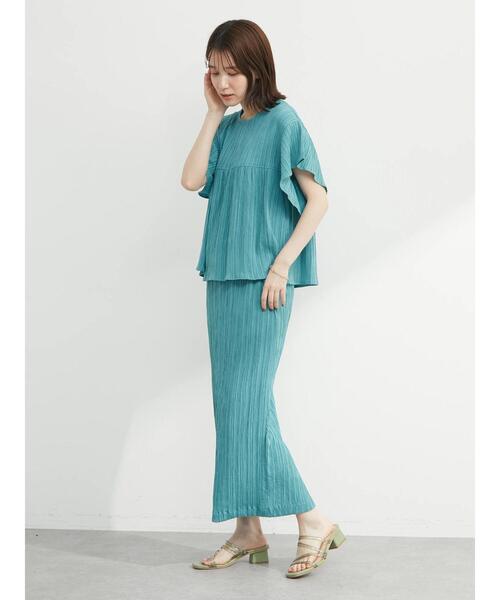 Green　Parks（グリーンパークス）の「シャーリングジャガードフリルブラウス（シャツ/ブラウス・レディース・ブラック/イエロー/アイボリー/ミント・FREE）」の14枚目の写真