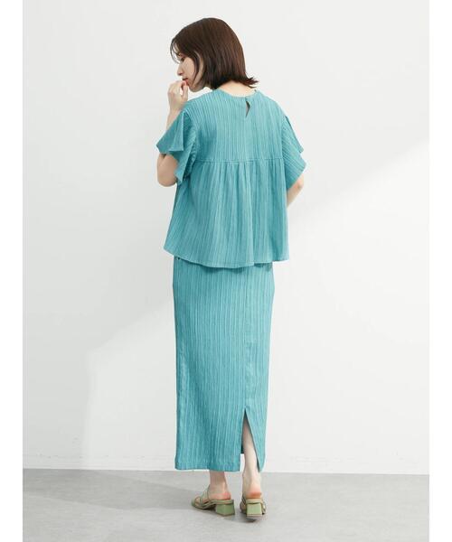 Green　Parks（グリーンパークス）の「シャーリングジャガードフリルブラウス（シャツ/ブラウス・レディース・ブラック/イエロー/アイボリー/ミント・FREE）」の8枚目の写真