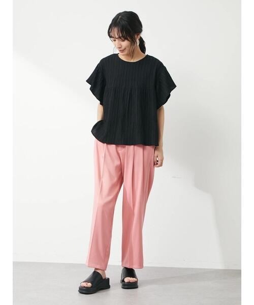 Green　Parks（グリーンパークス）の「シャーリングジャガードフリルブラウス（シャツ/ブラウス・レディース・ブラック/イエロー/アイボリー/ミント・FREE）」の19枚目の写真