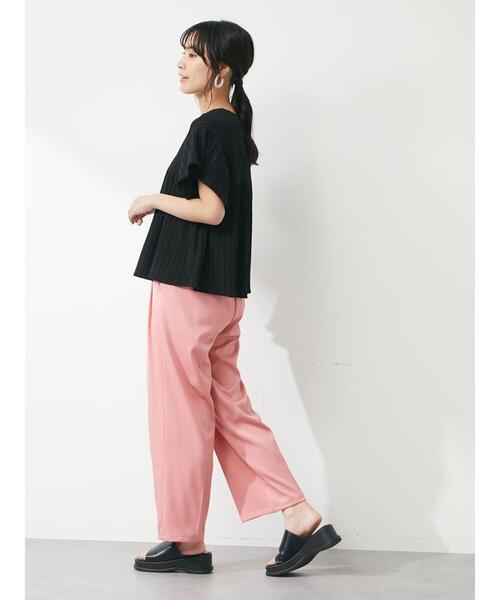 Green　Parks（グリーンパークス）の「シャーリングジャガードフリルブラウス（シャツ/ブラウス・レディース・ブラック/イエロー/アイボリー/ミント・FREE）」の15枚目の写真