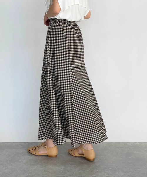 PICCIN（ピッチン）の「サッカーギンガムチェックスカート（スカート・レディース・オフホワイト・M/L）」の5枚目の写真