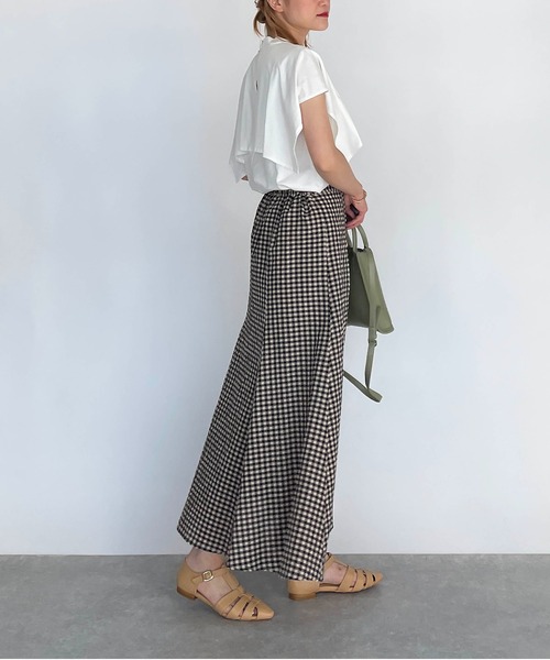 PICCIN（ピッチン）の「サッカーギンガムチェックスカート（スカート・レディース・オフホワイト・M/L）」の9枚目の写真