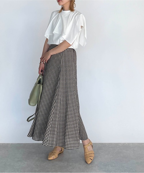 PICCIN（ピッチン）の「サッカーギンガムチェックスカート（スカート・レディース・オフホワイト・M/L）」の12枚目の写真