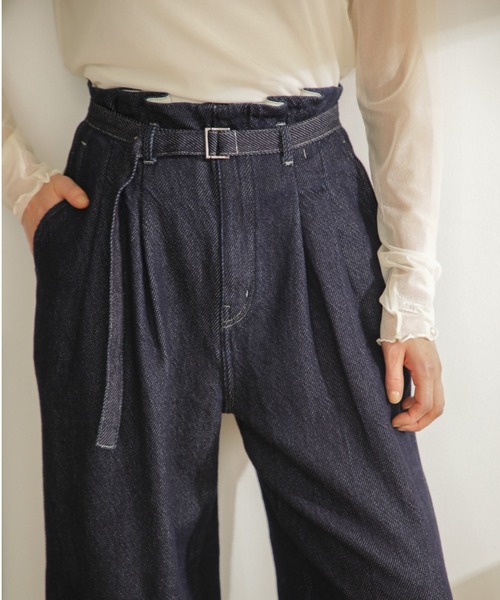 ROSE BUD（ローズバッド）の「ハイウエストタックパンツ（デニムパンツ・レディース・ホワイト系その他/ネイビー・MEDIUM/SMALL）」の12枚目の写真