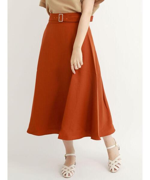 Te chichi TERRASSE(テチチテラス)の「共布ベルト付フレアスカート(スカート・レディース・ベージュ/オレンジ/ネイビー・フリ-)」の4枚目の写真