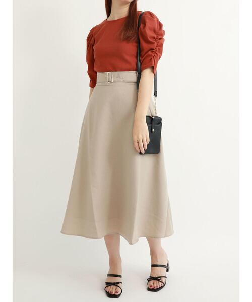 Te chichi TERRASSE(テチチテラス)の「共布ベルト付フレアスカート(スカート・レディース・ベージュ/オレンジ/ネイビー・フリ-)」の5枚目の写真