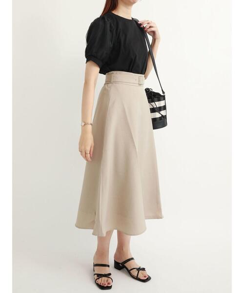 Te chichi TERRASSE(テチチテラス)の「共布ベルト付フレアスカート(スカート・レディース・ベージュ/オレンジ/ネイビー・フリ-)」の6枚目の写真