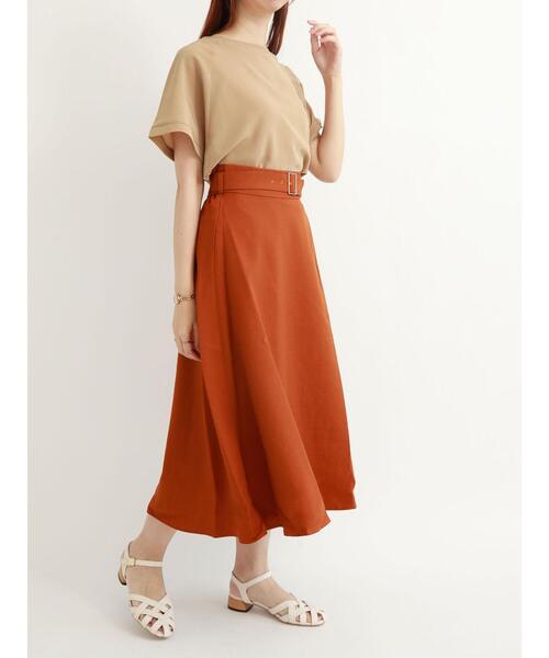 Te chichi TERRASSE(テチチテラス)の「共布ベルト付フレアスカート(スカート・レディース・ベージュ/オレンジ/ネイビー・フリ-)」の11枚目の写真