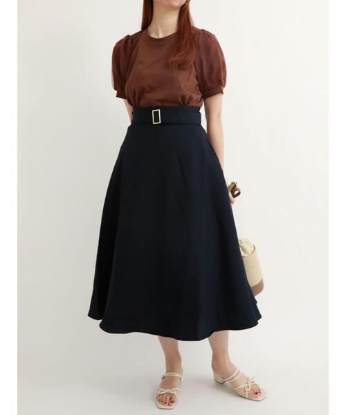 Te chichi TERRASSE(テチチテラス)の「共布ベルト付フレアスカート(スカート・レディース・ベージュ/オレンジ/ネイビー・フリ-)」の12枚目の写真