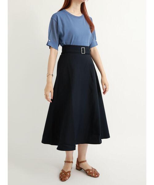 Te chichi TERRASSE(テチチテラス)の「共布ベルト付フレアスカート(スカート・レディース・ベージュ/オレンジ/ネイビー・フリ-)」の13枚目の写真