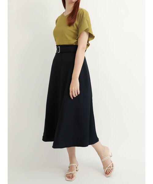 Te chichi TERRASSE(テチチテラス)の「共布ベルト付フレアスカート(スカート・レディース・ベージュ/オレンジ/ネイビー・フリ-)」の14枚目の写真