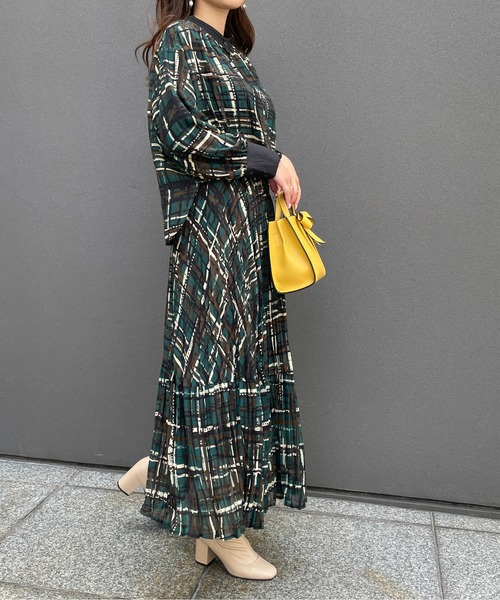 StyleSea（スタイルシー）の「2wayチェックプリントブラウス（シャツ/ブラウス・レディース・グリーン/モカ・FREE）」の14枚目の写真