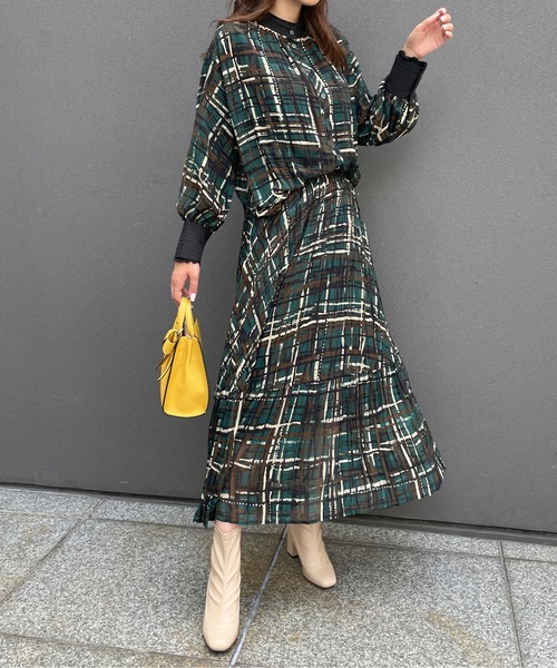 StyleSea（スタイルシー）の「2wayチェックプリントブラウス（シャツ/ブラウス・レディース・グリーン/モカ・FREE）」の19枚目の写真