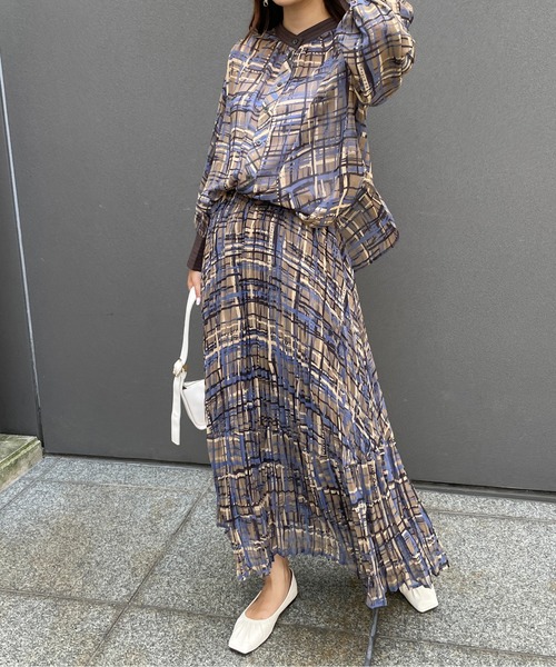 StyleSea（スタイルシー）の「2wayチェックプリントブラウス（シャツ/ブラウス・レディース・グリーン/モカ・FREE）」の21枚目の写真