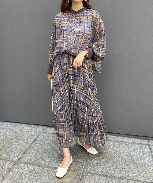 StyleSea（スタイルシー）の「2wayチェックプリントブラウス（シャツ/ブラウス・レディース・グリーン/モカ・FREE）」の11枚目の写真