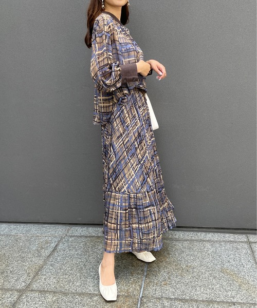 StyleSea（スタイルシー）の「2wayチェックプリントブラウス（シャツ/ブラウス・レディース・グリーン/モカ・FREE）」の7枚目の写真