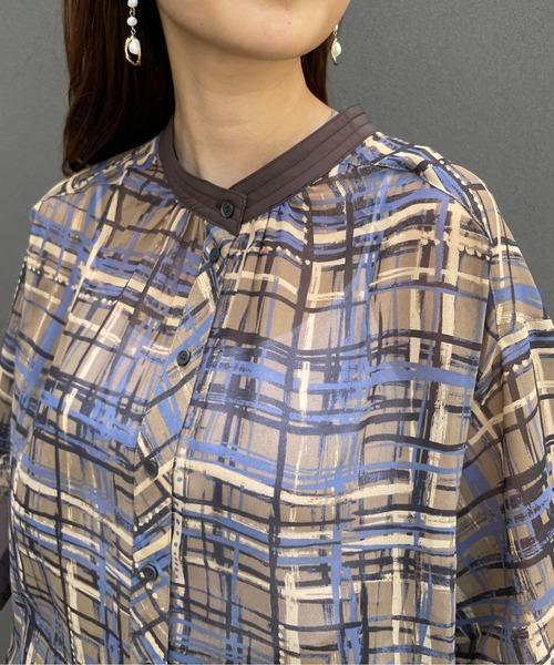 StyleSea（スタイルシー）の「2wayチェックプリントブラウス（シャツ/ブラウス・レディース・グリーン/モカ・FREE）」の17枚目の写真