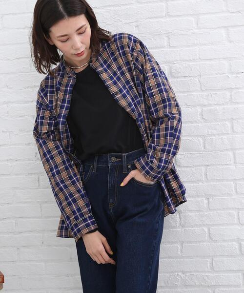 SHOO・LA・RUE(シューラルー)の「◆デイリー使いのマストアイテム チェックシャツ(シャツ/ブラウス・レディース・ベージュ系1/イエロー系9/ワイン系3/ネイビー系1・02/03/04)」の2枚目の写真