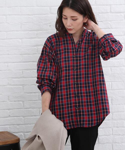 SHOO・LA・RUE(シューラルー)の「◆デイリー使いのマストアイテム チェックシャツ(シャツ/ブラウス・レディース・ベージュ系1/イエロー系9/ワイン系3/ネイビー系1・02/03/04)」の4枚目の写真