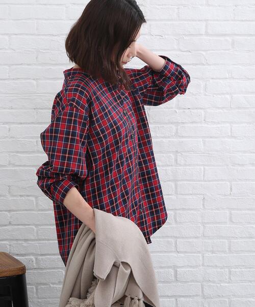 SHOO・LA・RUE(シューラルー)の「◆デイリー使いのマストアイテム チェックシャツ(シャツ/ブラウス・レディース・ベージュ系1/イエロー系9/ワイン系3/ネイビー系1・02/03/04)」の13枚目の写真