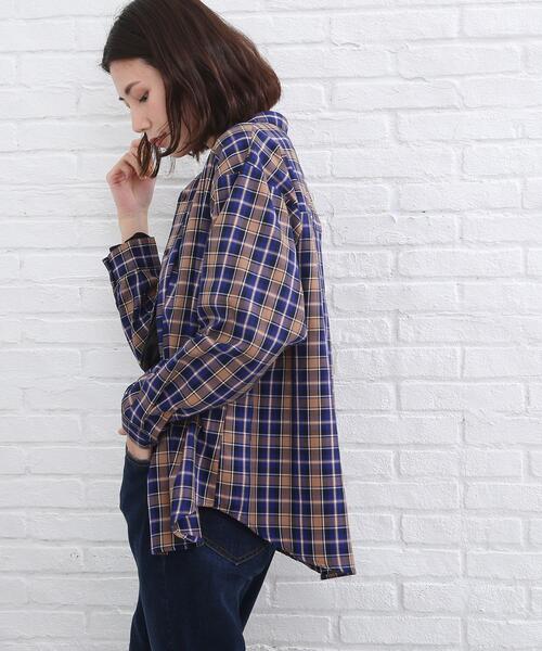 SHOO・LA・RUE(シューラルー)の「◆デイリー使いのマストアイテム チェックシャツ(シャツ/ブラウス・レディース・ベージュ系1/イエロー系9/ワイン系3/ネイビー系1・02/03/04)」の17枚目の写真