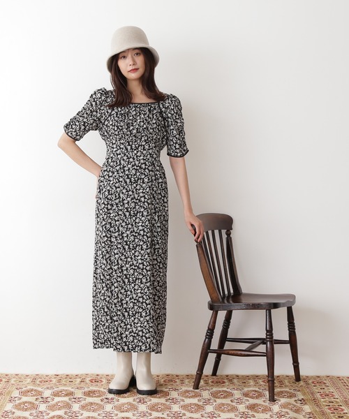 N.（N. Natural Beauty Basic）（エヌエヌナチュラルビューティーベーシック）の「フラワープリントパワショルストレートワンピース（ワンピース・レディース・ホワイト系その他/ブラック系その他/グリーン系その他・MEDIUM）」の21枚目の写真