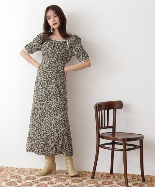 N.（N. Natural Beauty Basic）（エヌエヌナチュラルビューティーベーシック）の「フラワープリントパワショルストレートワンピース（ワンピース・レディース・ホワイト系その他/ブラック系その他/グリーン系その他・MEDIUM）」の15枚目の写真