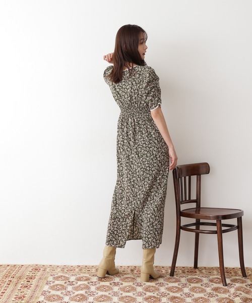 N.（N. Natural Beauty Basic）（エヌエヌナチュラルビューティーベーシック）の「フラワープリントパワショルストレートワンピース（ワンピース・レディース・ホワイト系その他/ブラック系その他/グリーン系その他・MEDIUM）」の14枚目の写真