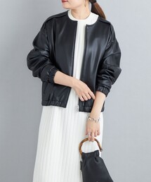 〈手洗い可能〉フェイクレザージップブルゾン◆