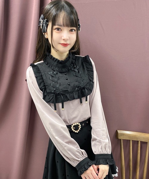 ROJITA(ロジータ)の「ヨークレースアップブラウス(シャツ/ブラウス・レディース・ホワイト/ブラック/ピンク・FREE)」の5枚目の写真