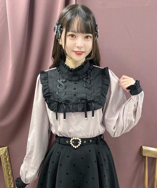 ROJITA(ロジータ)の「ヨークレースアップブラウス(シャツ/ブラウス・レディース・ホワイト/ブラック/ピンク・FREE)」の6枚目の写真