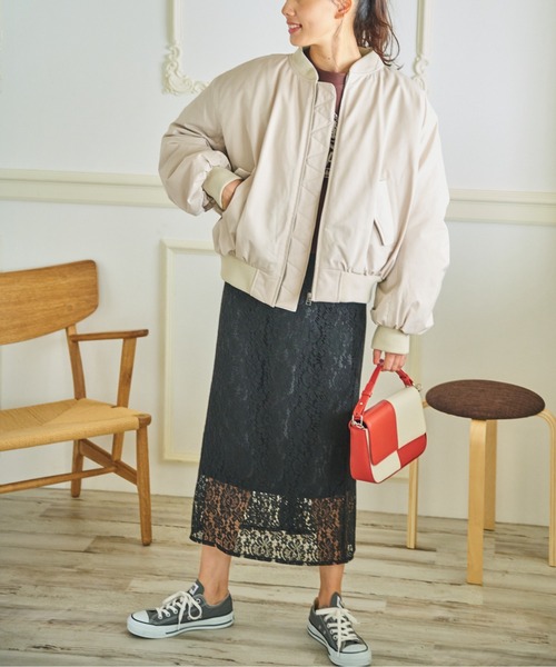 FREE'S MART（フリーズマート）の「◇MA-1ブルゾン（MA-1・レディース・ブラック/ベージュ/カーキ・MEDIUM/SMALL）」の9枚目の写真