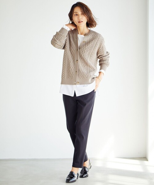 J.PRESS Ladies(J.プレス レディス)の「【洗える】EIGER CORD カーディガン(カーディガン/ボレロ・レディース・ホワイト系/ブラウン系・SMALL)」の3枚目の写真
